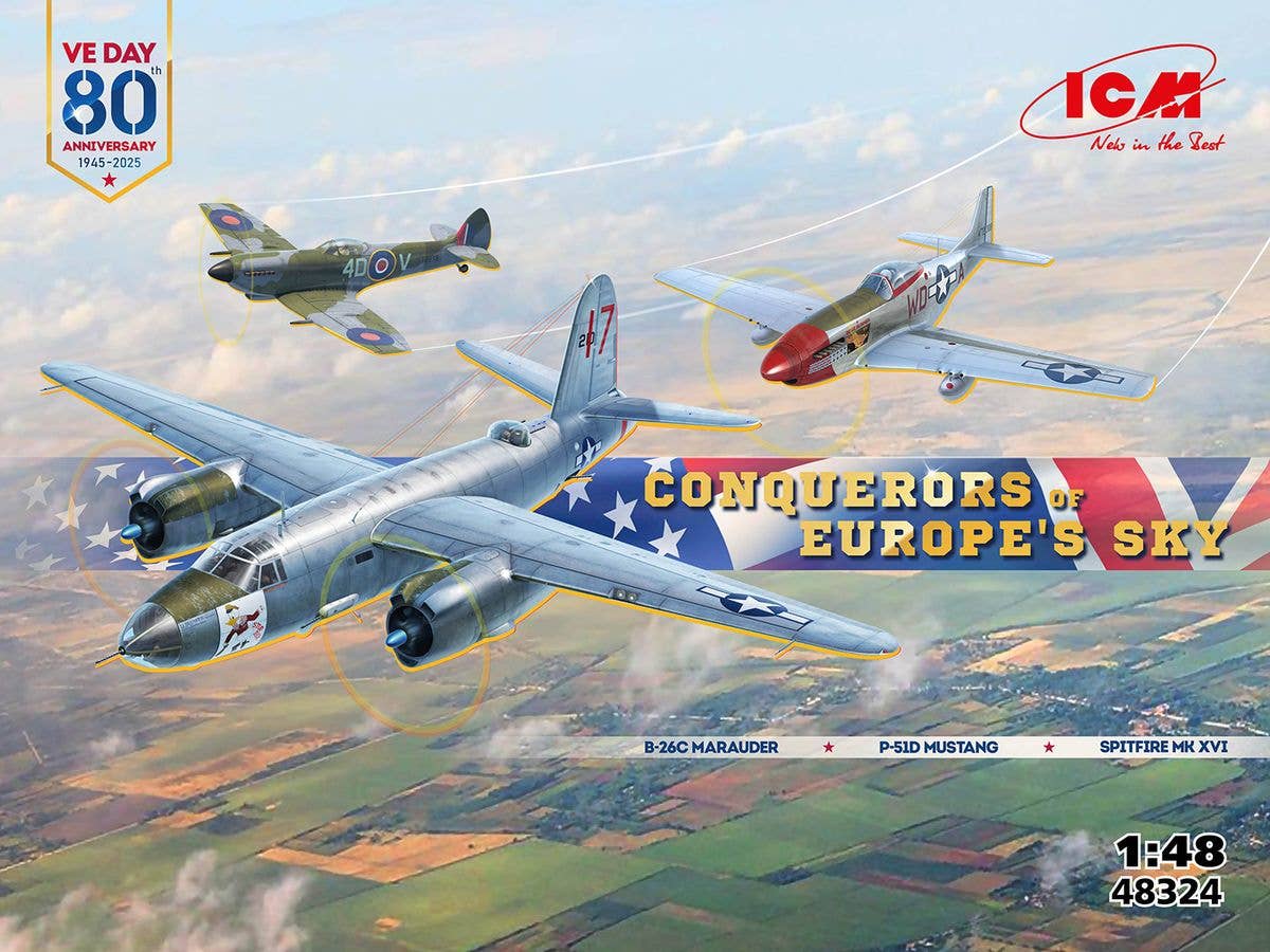 1/48 ヨーロッパ上空の征服者 (B-26B マローダー、 マスタング P-51D ・スピットファイア Mk.XVI)