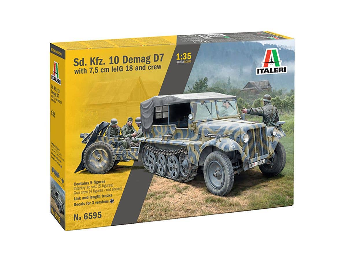 1/35 WW.IIドイツ軍 Sd.Kfz.10 デマーグ D7 & 7.5cm lelG4 18 歩兵砲 砲兵 9体付属