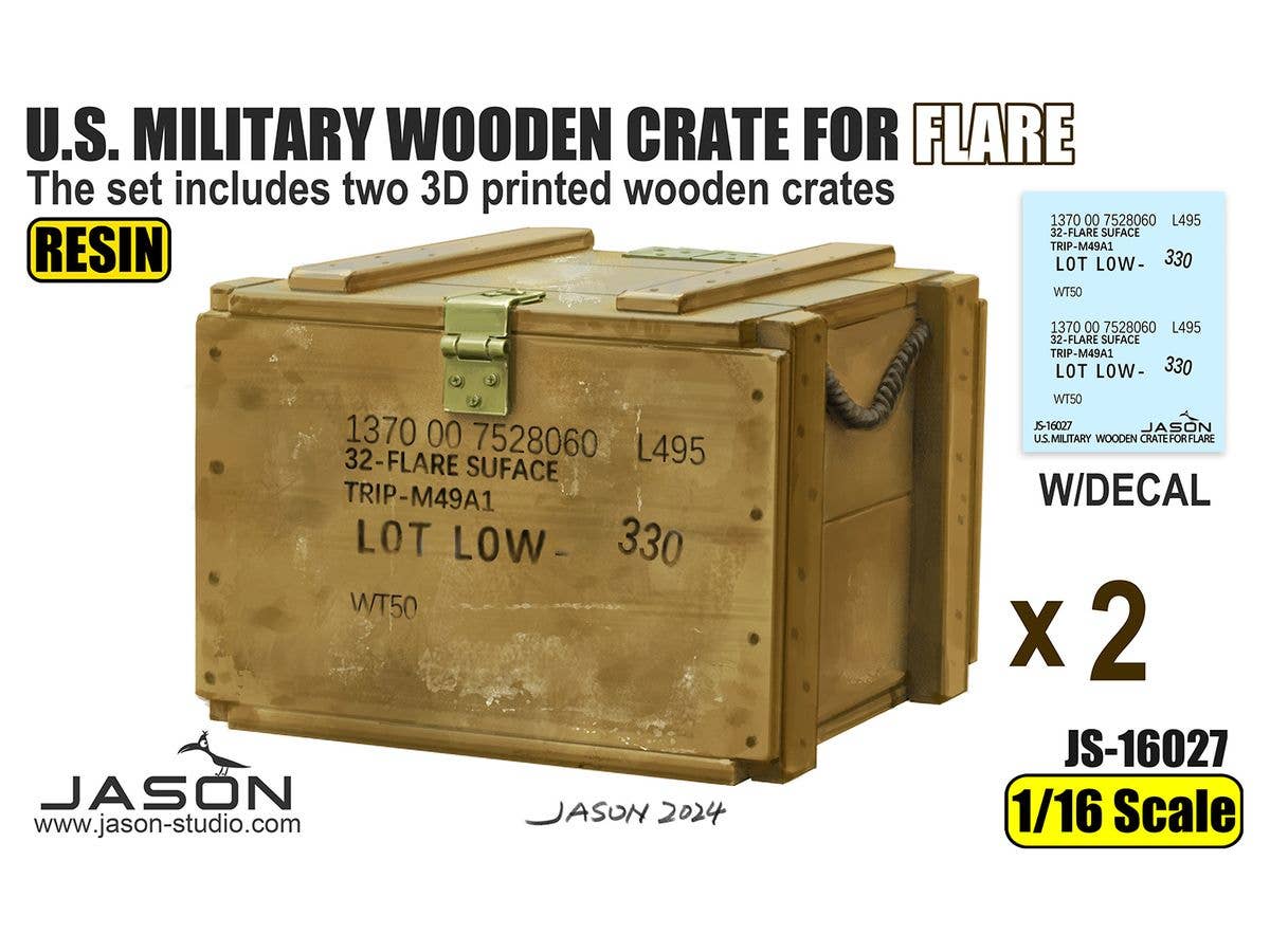 1/16 米軍 M49A1 トリップフレア用木箱 (2個入り、デカール付)