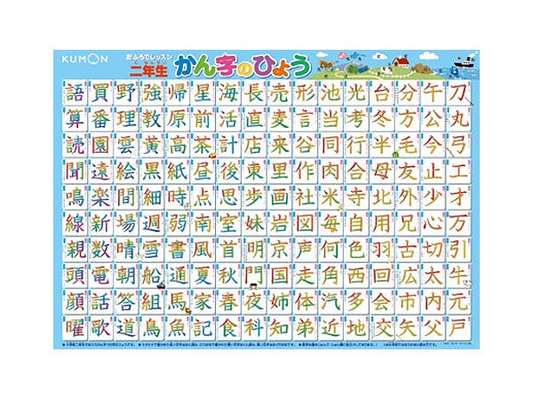 おふろでレッスン 二年生かん字のひょう