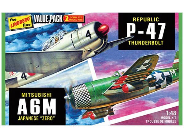 1/48 WW.II 日本海軍 A6M 零式艦上戦闘機 & アメリカ陸軍 P-47 サンダーボルト 2機セット