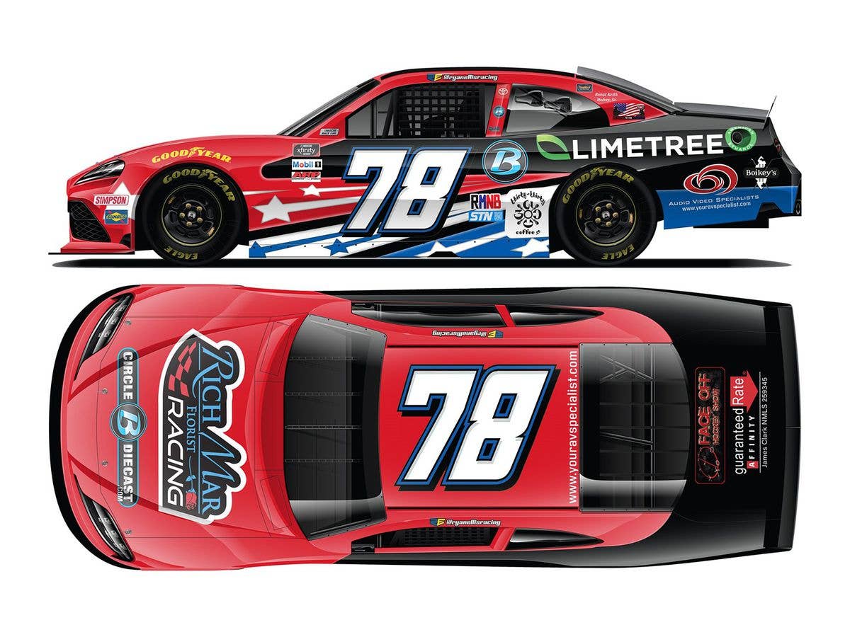 1/64 ライアン・エリス #78 リッチマーフローリスト/サークルBダイキャスト TOYOTA スープラ NASCAR Xfinityシリーズ 2021