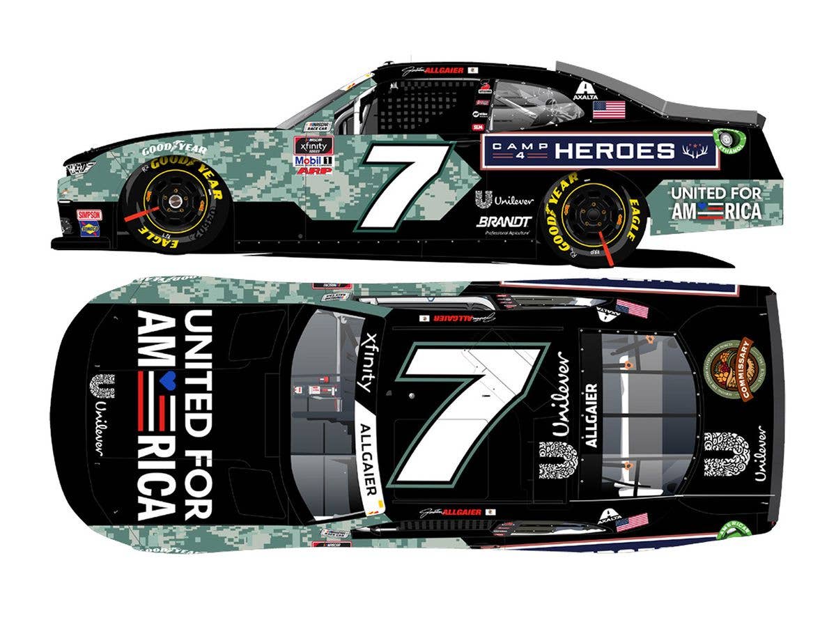 1/64 ジャスティン・オルゲイアー #7 ユナイテッド・フォー・アメリカ・ミリタリー シボレー カマロ NASCAR Xfinityシリーズ 2021