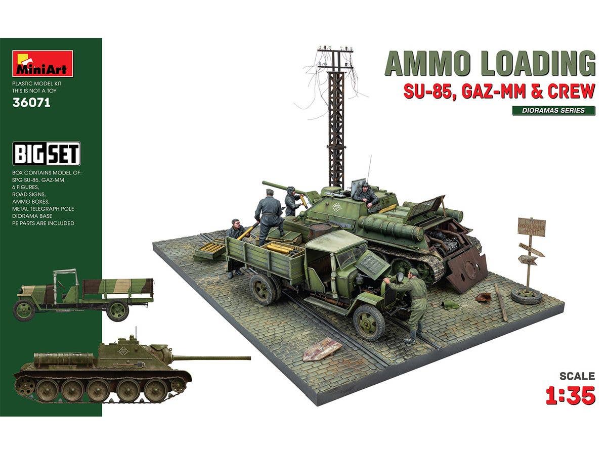 1/35 弾薬装填(SU-85自走砲、GAZ-MM中型トラック&クルー6体入)ビッグセット