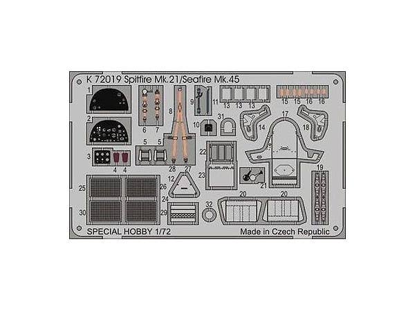 1/72 スピットファイアMk.21/シーファイアーMk.45用エッチングパーツ
