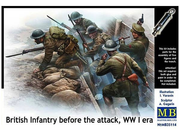 1/35 WWI イギリス兵　塹壕からの出撃 (フィギュア5体 塹壕のベース付き)