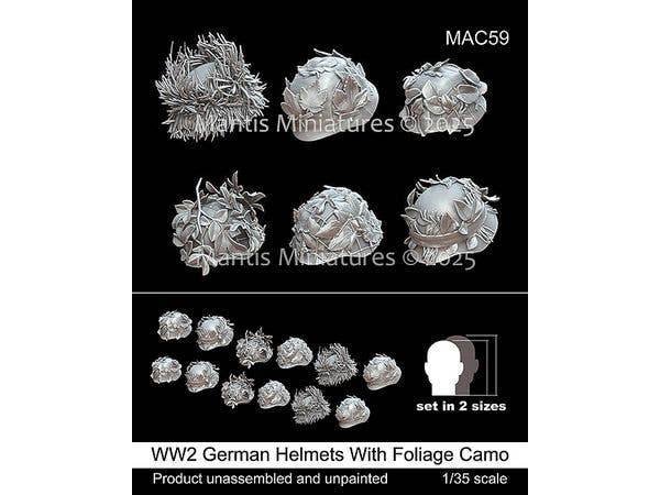 1/35 WWII ドイツ 枝葉の偽装付ヘルメットセット(6種類2サイズ 12個入)