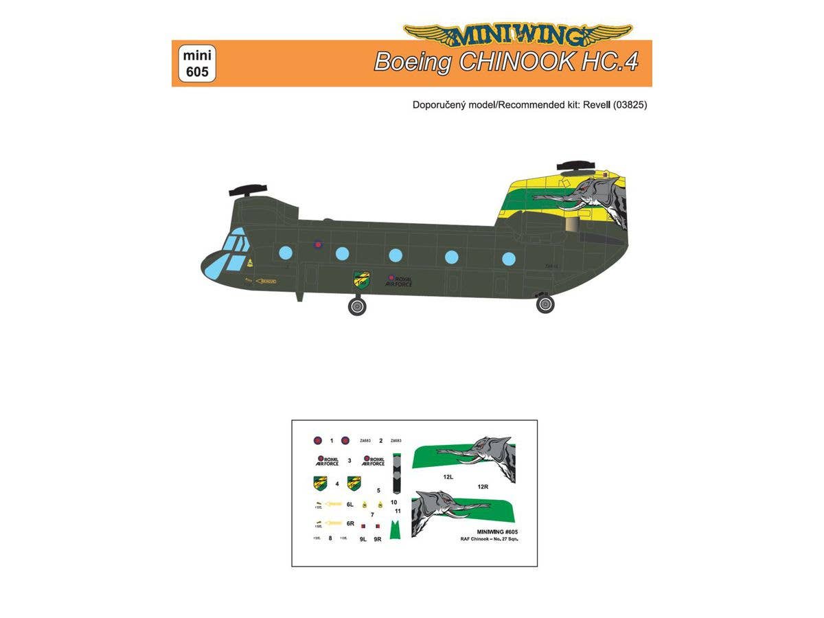 1/144 CH-47C チヌークイギリス空軍第27飛行隊 イギリス空軍100年記念ペイント デカール