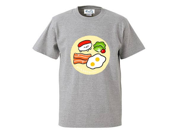 おしゅしだよ 朝ごはんTシャツ グレー (XL)