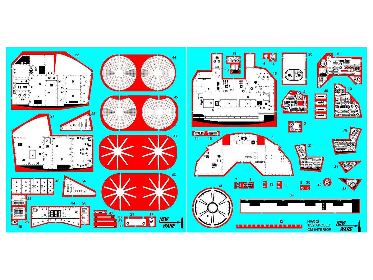 1/32 アポロ司令船・機械船 内装エッチングパーツ (レベル用)