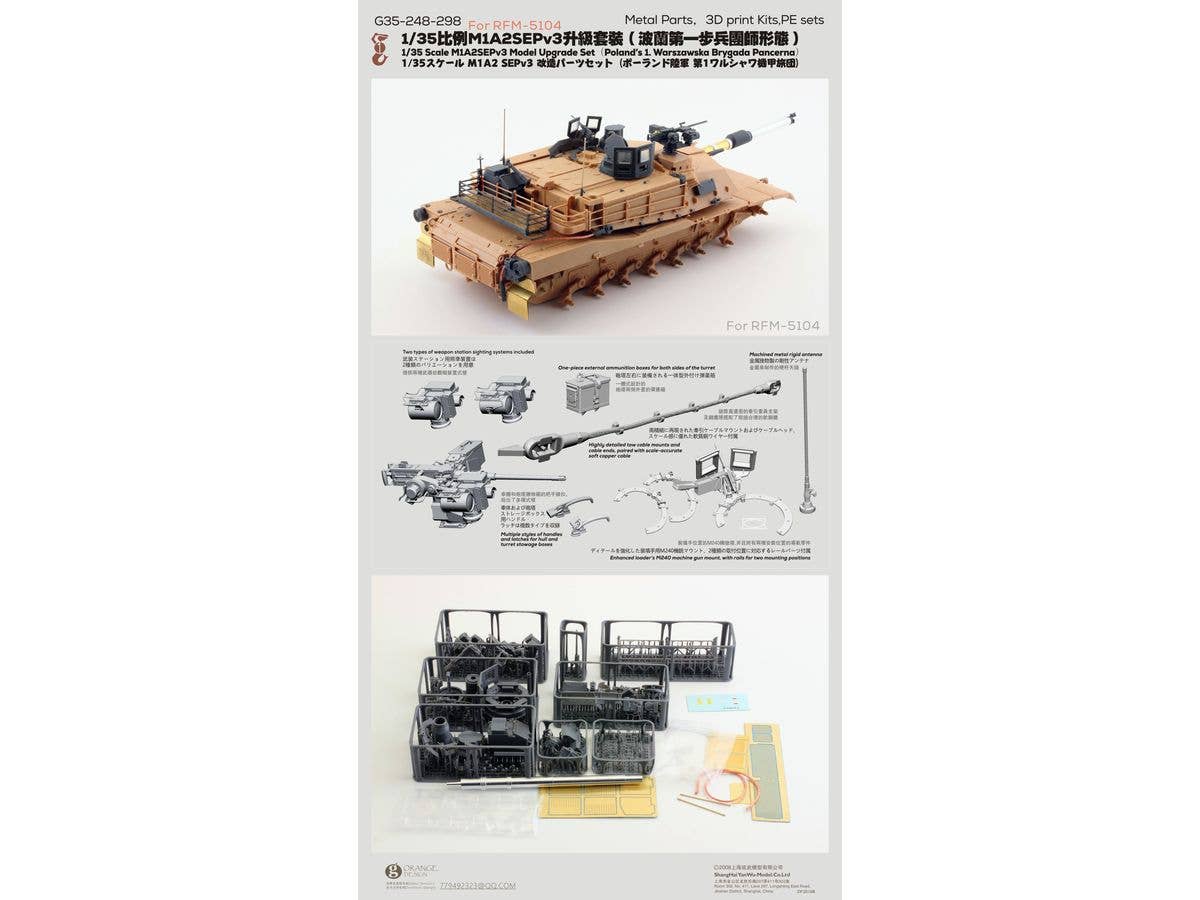 1/35 M1A2 SEPv3 エイブラムスアップグレードセット (ポーランド軍第1ワルシャワ装甲旅団仕様) (ライフィールドモデル RFM5104用)