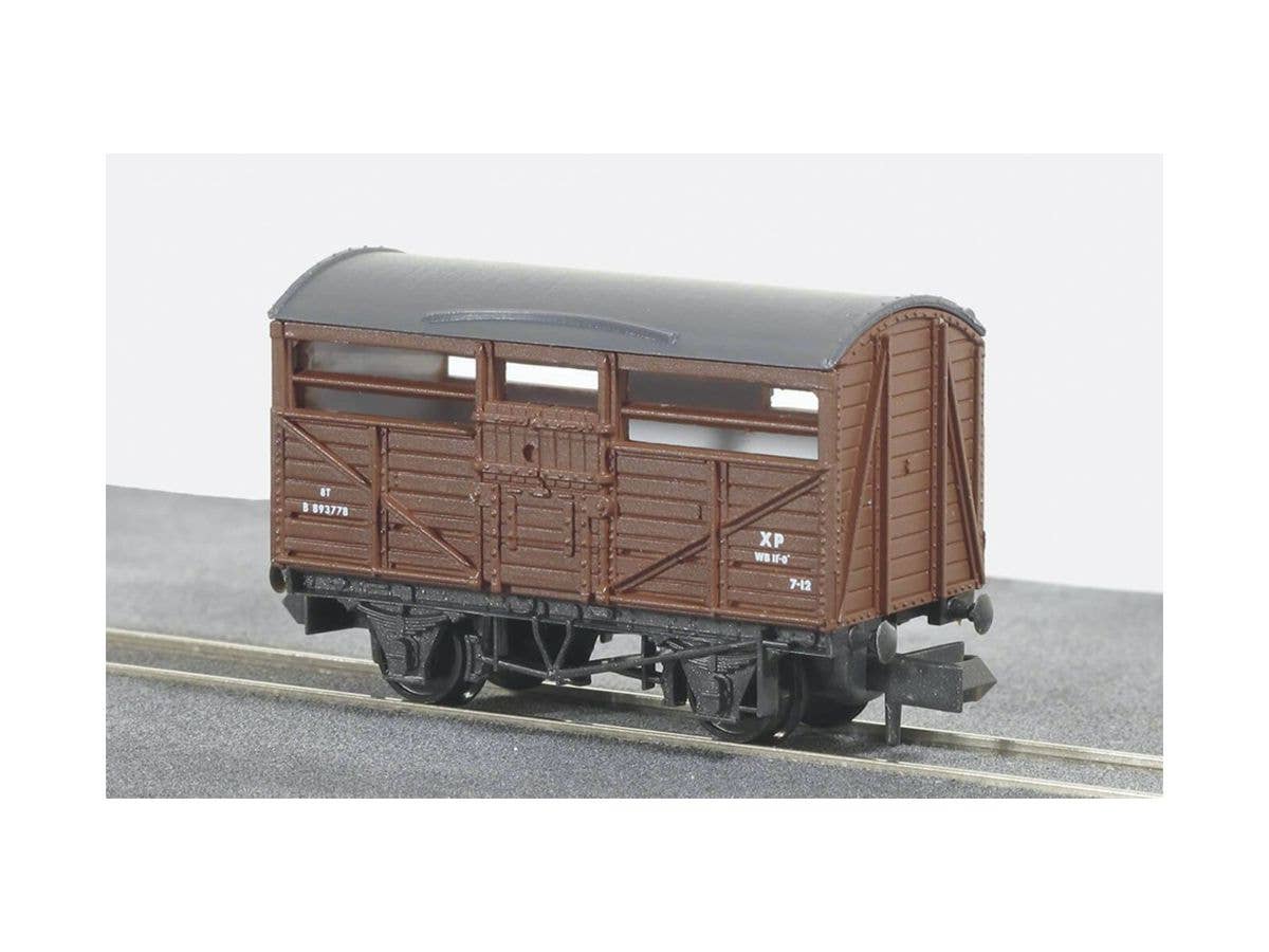 Nゲージ イギリス2軸貨車 家畜車 (BR・ブラウン B893778)