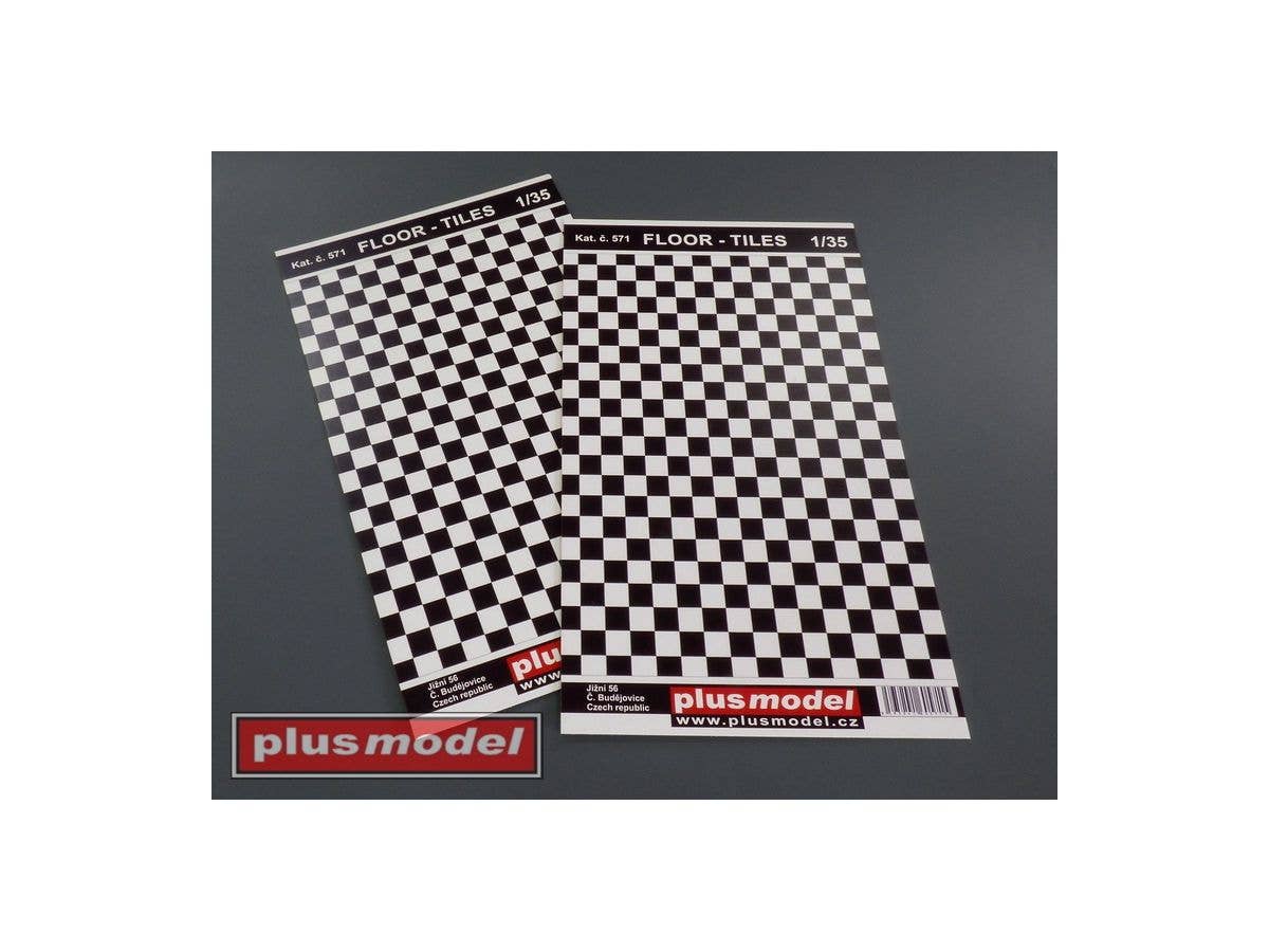 1/35 フロアタイルシート (紙製) 白/黒 (190mm x 130mm) 1枚入り