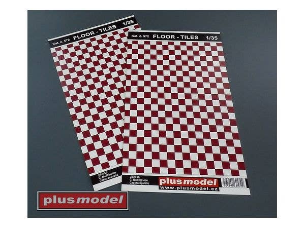 1/35 フロアタイルシート (紙製) 赤/白 (190mm x 130mm) 1枚入り