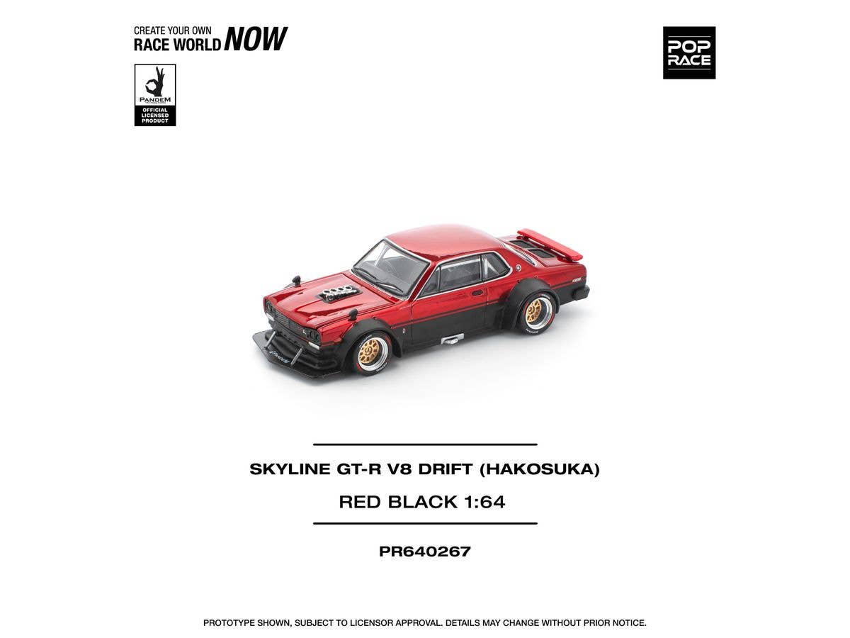 1/64 SKYLINE GT-R V8 DRIFT (HAKOSUKA) - RED BLACK