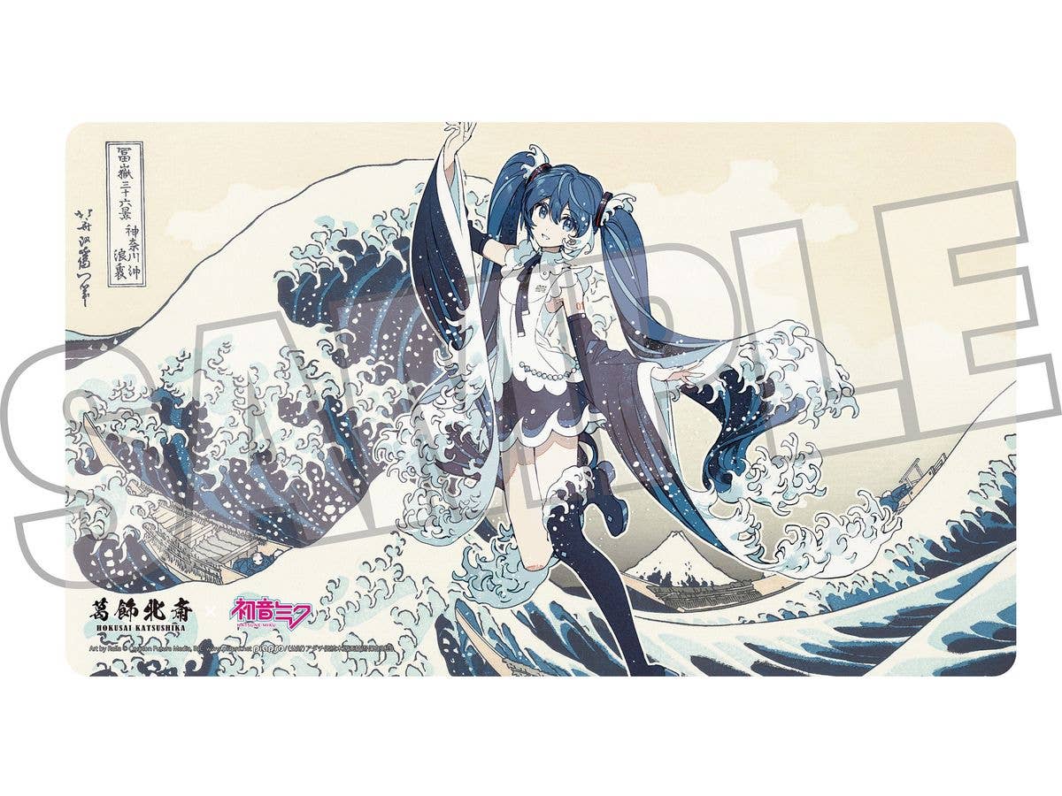 葛飾北斎x初音ミク Rella デスクマット 初音ミク 神奈川沖浪裏