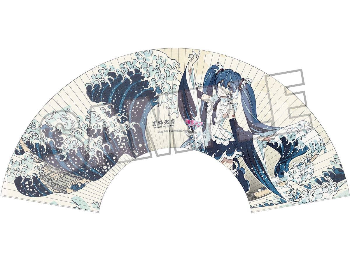 葛飾北斎x初音ミク Rella 扇子 初音ミク 神奈川沖波裏