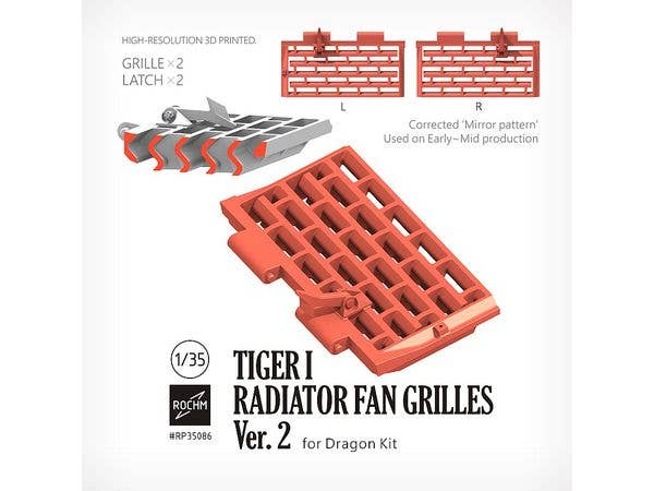 1/35 WWII ドイツ タイガーI重戦車初期型/中期型用 ラジエターファングリルセット Ver.2(ドラゴン用)