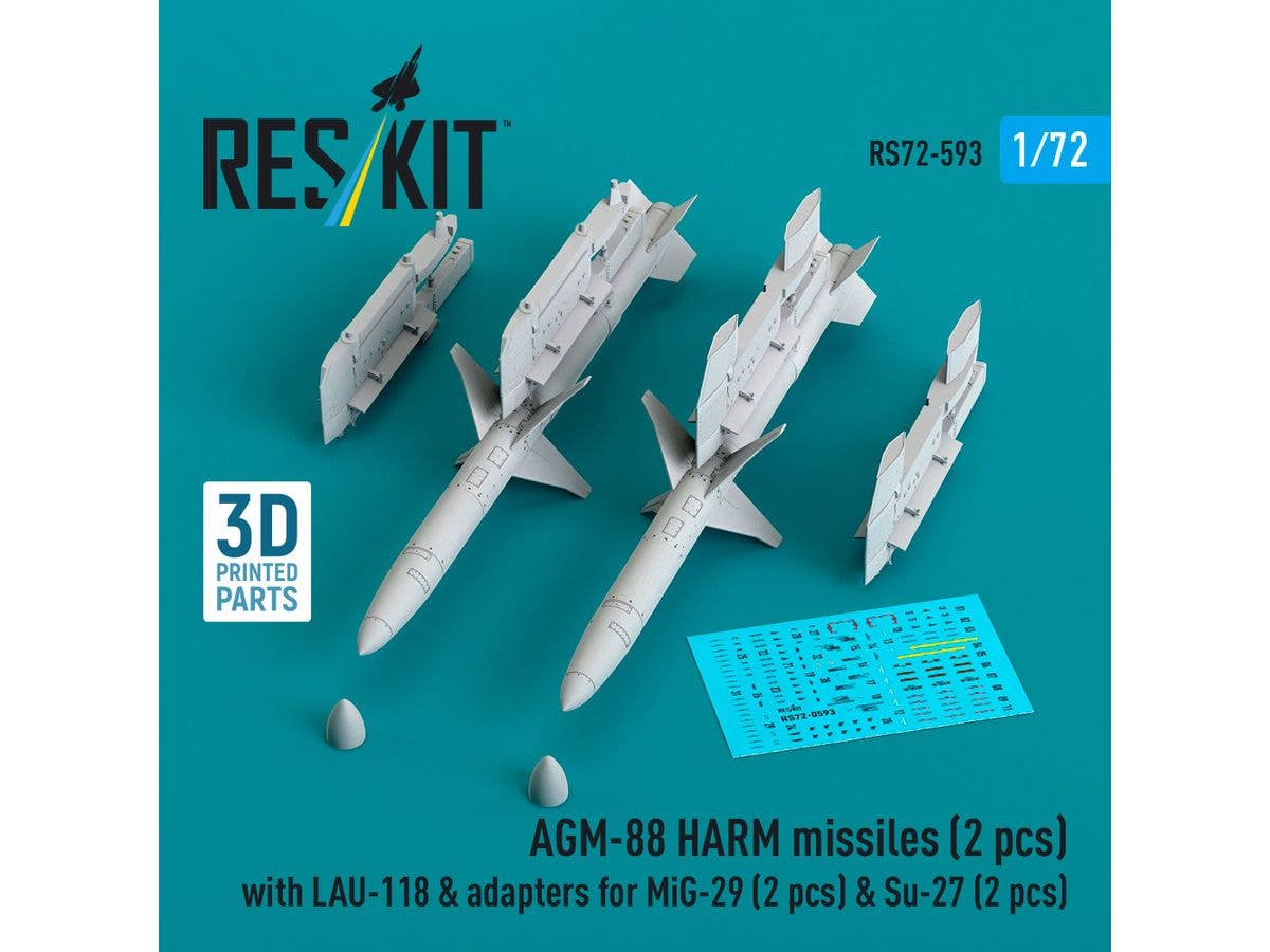 1/72 AGM-88 対レーダーミサイルw/LAU-118 ランチャー & MiG-29/Su-27用パイロン (各2個)セット