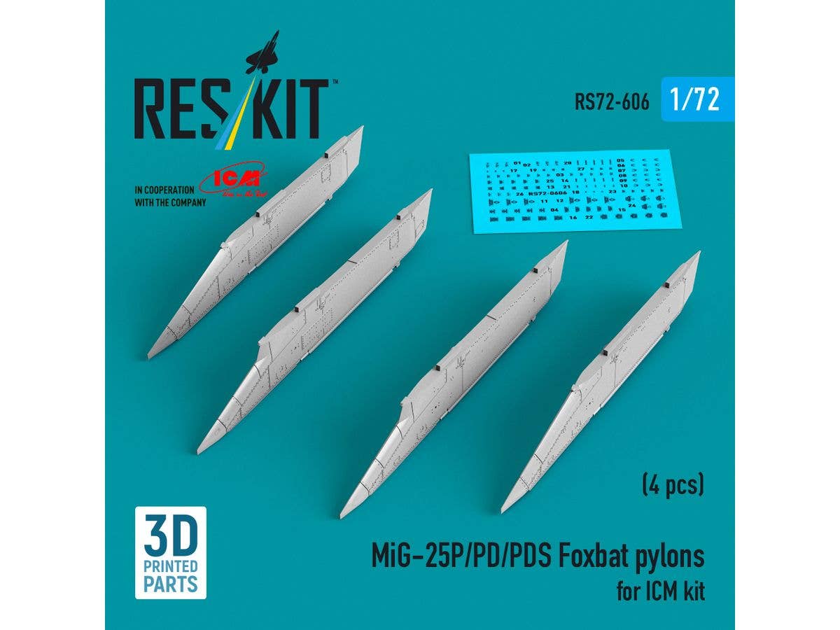 1/72 MiG-25P/PD/PDS パイロン (4個入) (ICM用)