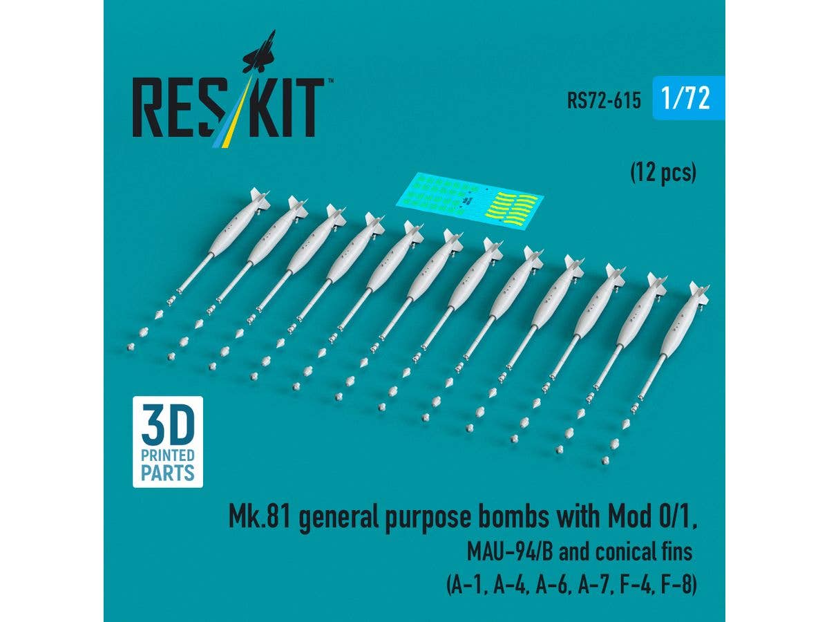 1/72 Mk.81 250ポンド航空爆弾w/MAU-94/B 通常フィン (12個入)