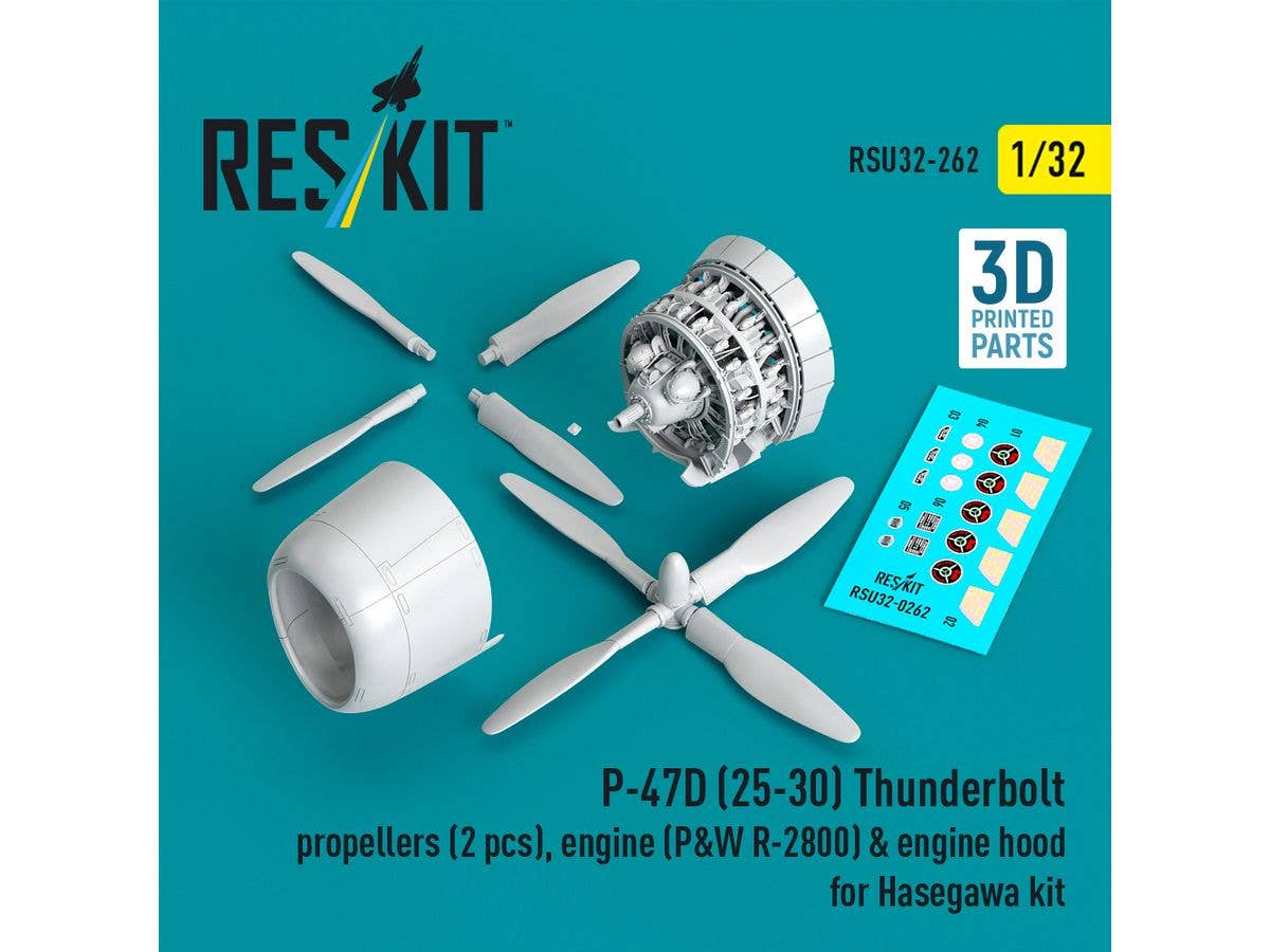 1/32 P-47D-25-30 R2800エンジン、カウリング、プロペラ (2種) (ハセガワ用)