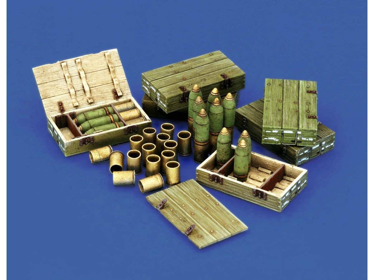 1/35 WWII イタリア 100/17 100mm榴弾砲 砲弾と木箱セット