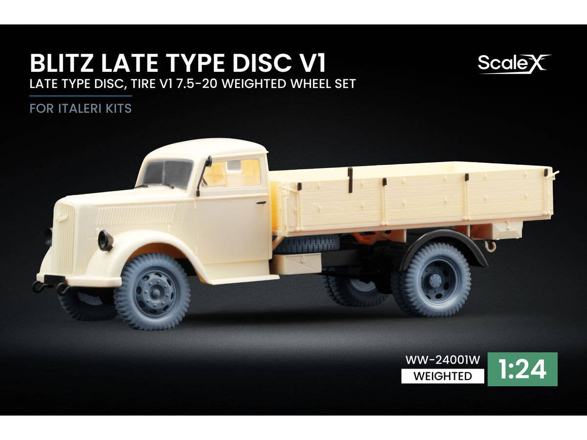1/24 WWII ドイツ ブリッツ 3tトラック後期自重変形ホイールセット V1 (5個入) (イタレリ用)