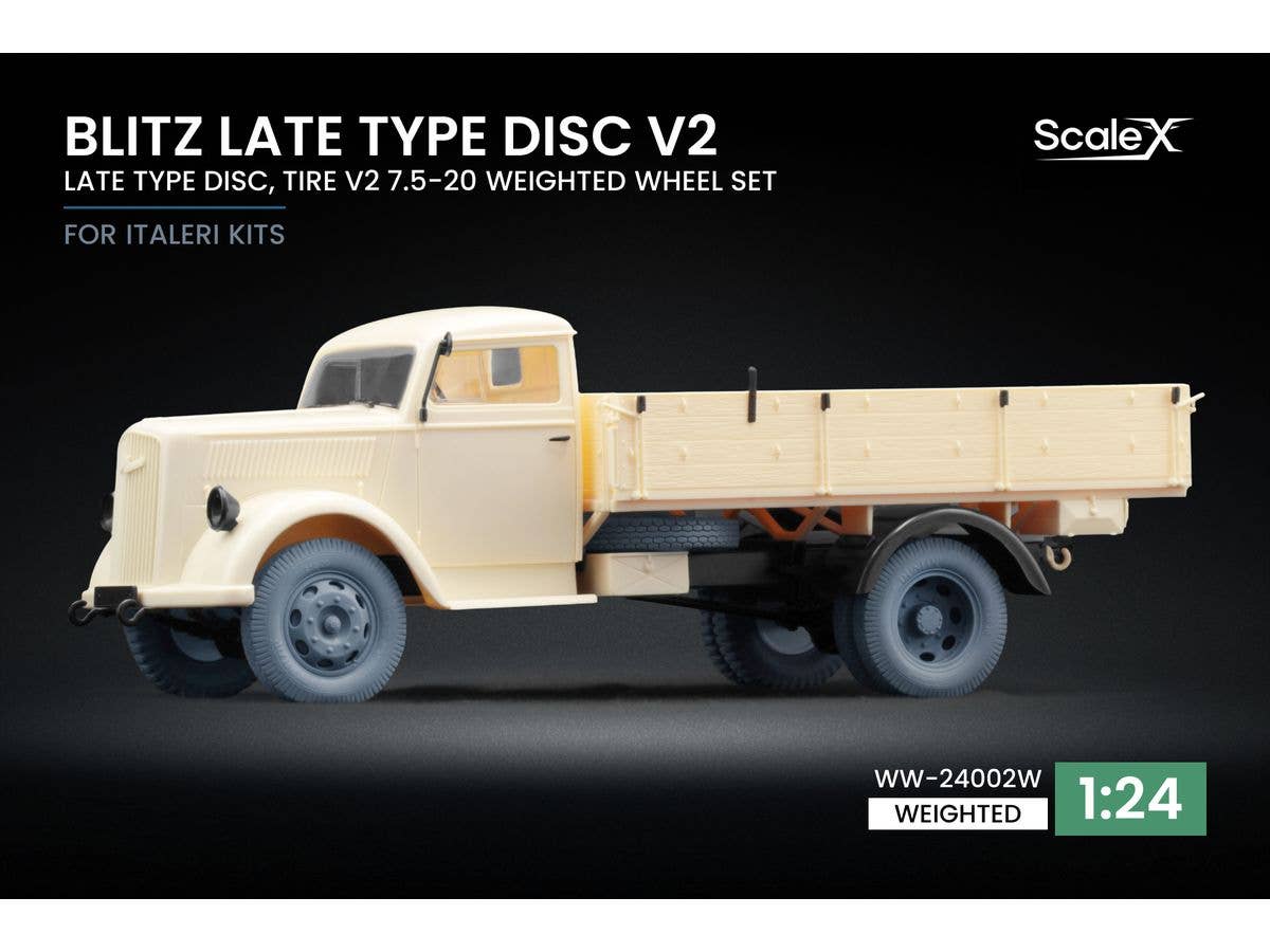 1/24 WWII ドイツ ブリッツ 3tトラック後期自重変形ホイールセット V2 (5個入) (イタレリ用)