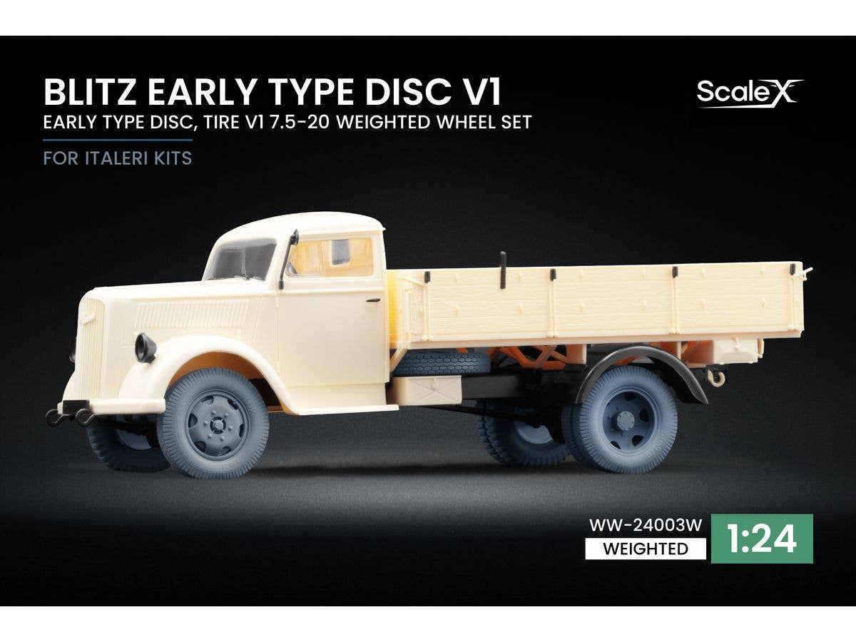 1/24 WWII ドイツ ブリッツ 3tトラック初期自重変形ホイールセット V1 (5個入) (イタレリ用)