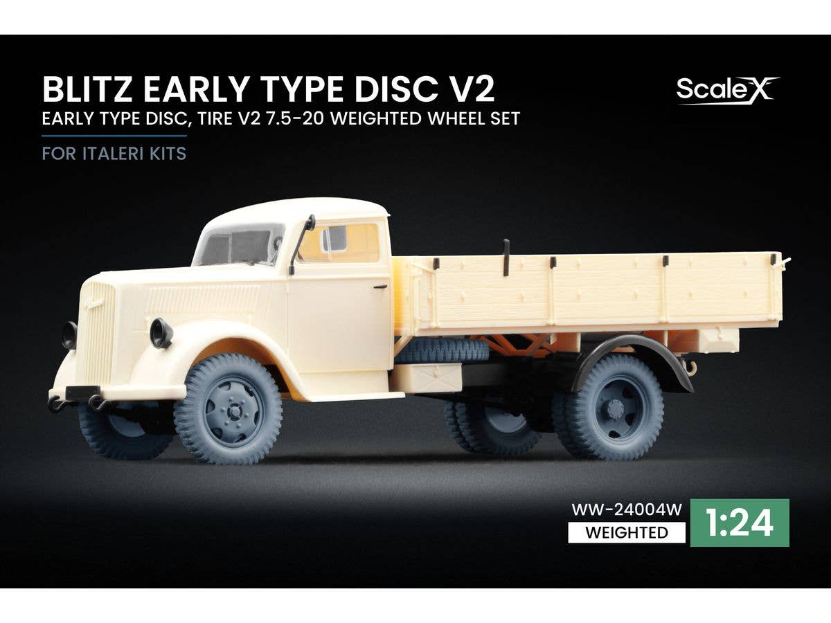 1/24 WWII ドイツ ブリッツ 3tトラック初期自重変形ホイールセット V2 (5個入) (イタレリ用)