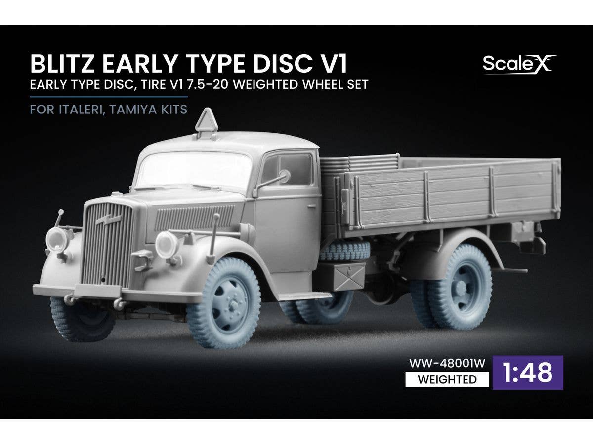 1/48 WWII ドイツ ブリッツ 3tトラック初期自重変形ホイールセット V1 (5個入) (イタレリ・タミヤ用)
