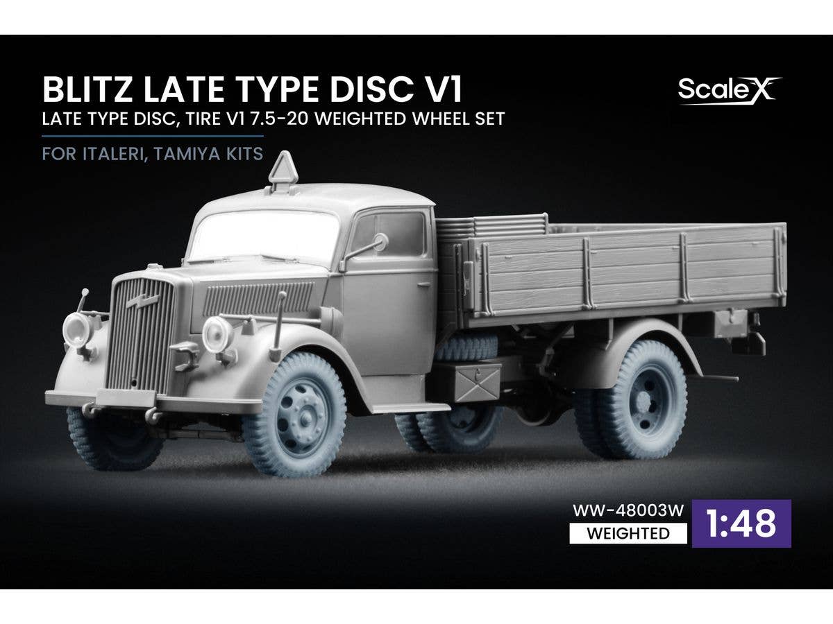 1/48 WWII ドイツ ブリッツ 3tトラック後期自重変形ホイールセット V1 (5個入) (イタレリ・タミヤ用)