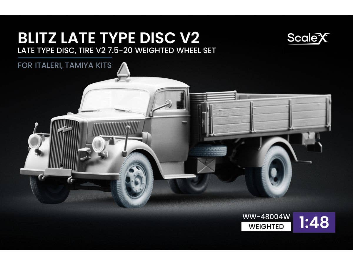 1/48 WWII ドイツ ブリッツ 3tトラック後期自重変形ホイールセット V2 (5個入) (イタレリ・タミヤ用)