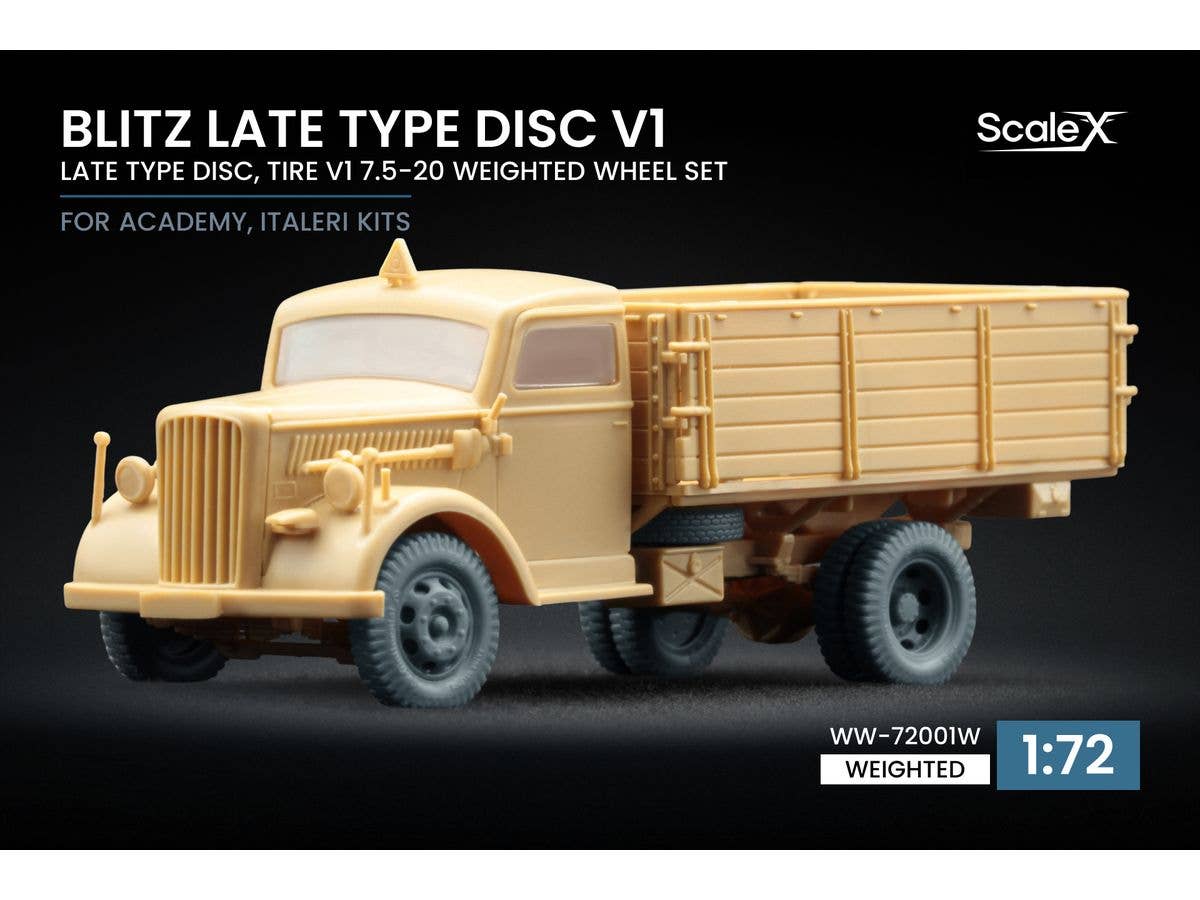 1/72 WWII ドイツ ブリッツ 3tトラック後期自重変形ホイールセット V1 (5個入) (イタレリ・アカデミー用)