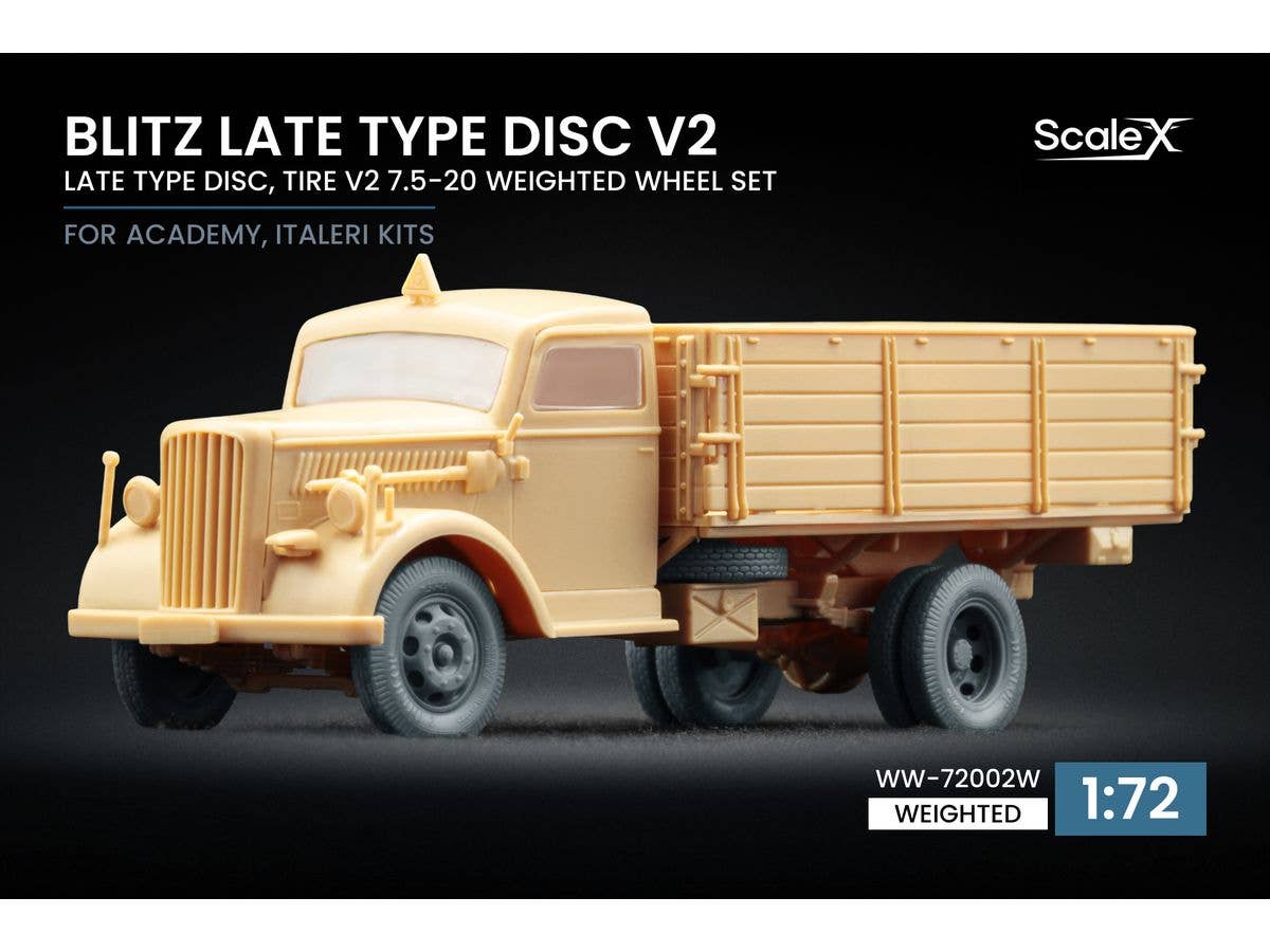 1/72 WWII ドイツ ブリッツ 3tトラック後期自重変形ホイールセット V2 (5個入) (イタレリ・アカデミー用)