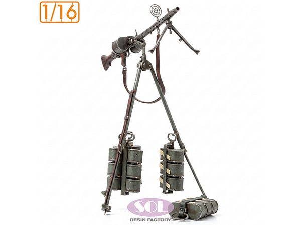 1/16 WWII ドイツ MG34対空機関銃 サドル型弾倉付
