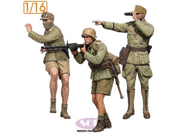 1/16 WWII ドイツ Sd.Kfz.250/3軽装甲無線車 乗員セット w/MG34機関銃 (3体入 ダスヴェルク用)