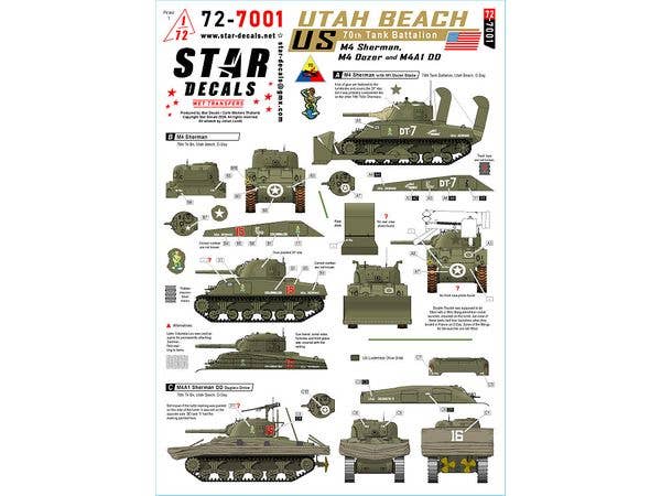 1/72 WWII アメリカ ユタビーチ第70戦車大隊のM4シャーマン戦車 M4/M4ドーザー/M4A1 DD