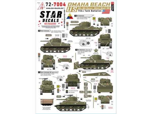 1/72 WWII アメリカ オマハビーチ第743戦車大隊のM4シャーマン戦車 M4/M4ドーザー/M4A1/M4A1 DD