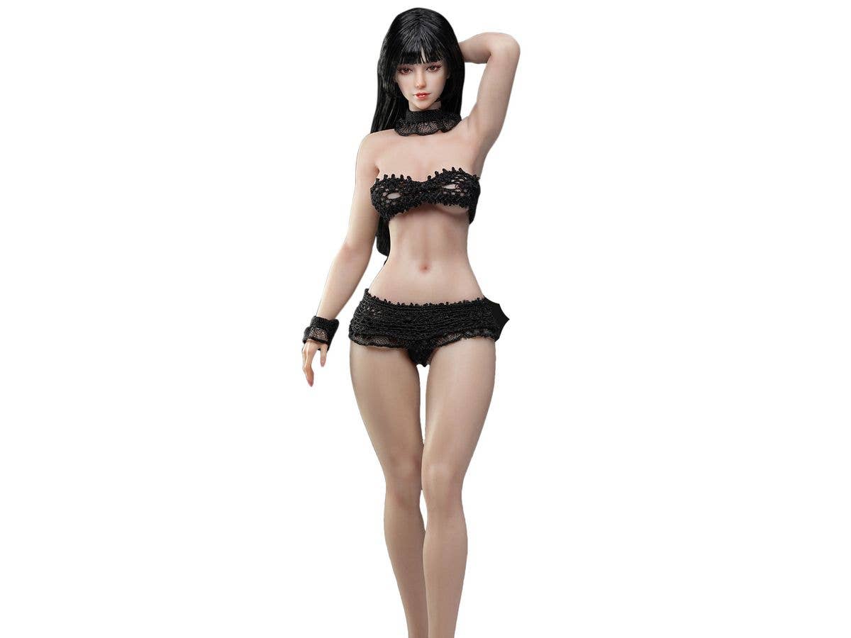 1/12 TBリーグ スーパーフレキシブル 女性シームレスボディ ワスプウエスト & ナチュラルカーブ ヘッド付き/ブラックヘア & サンタンスキン