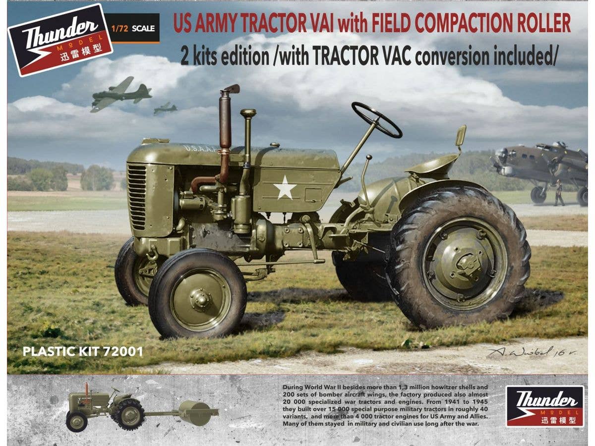 1/72 米・ケース社軍用&民間トラクター2セットVAI+整地圧縮ローラー付