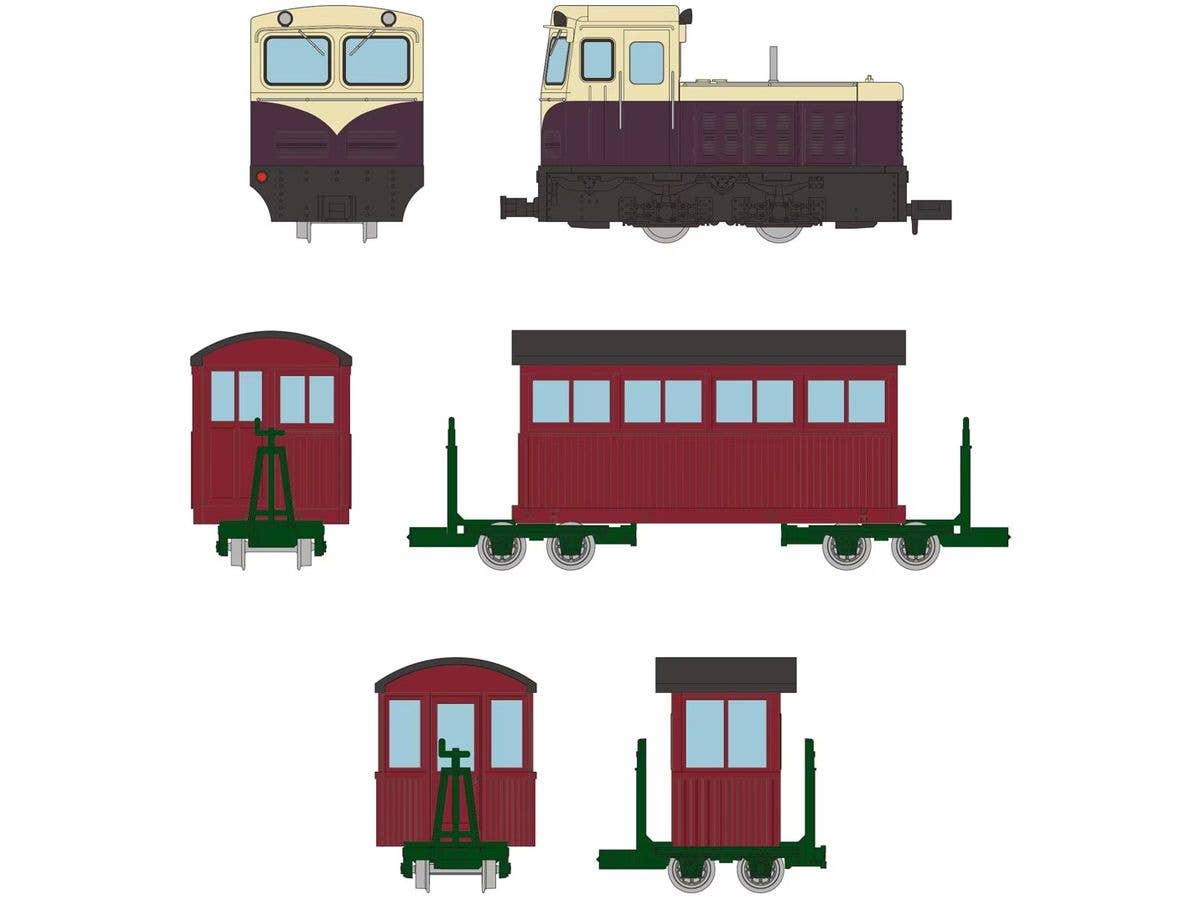1/80 鉄道コレクション ナローゲージ80 木曽森林鉄道タイプ ディーゼル機関車+客車+制動車 3両セット