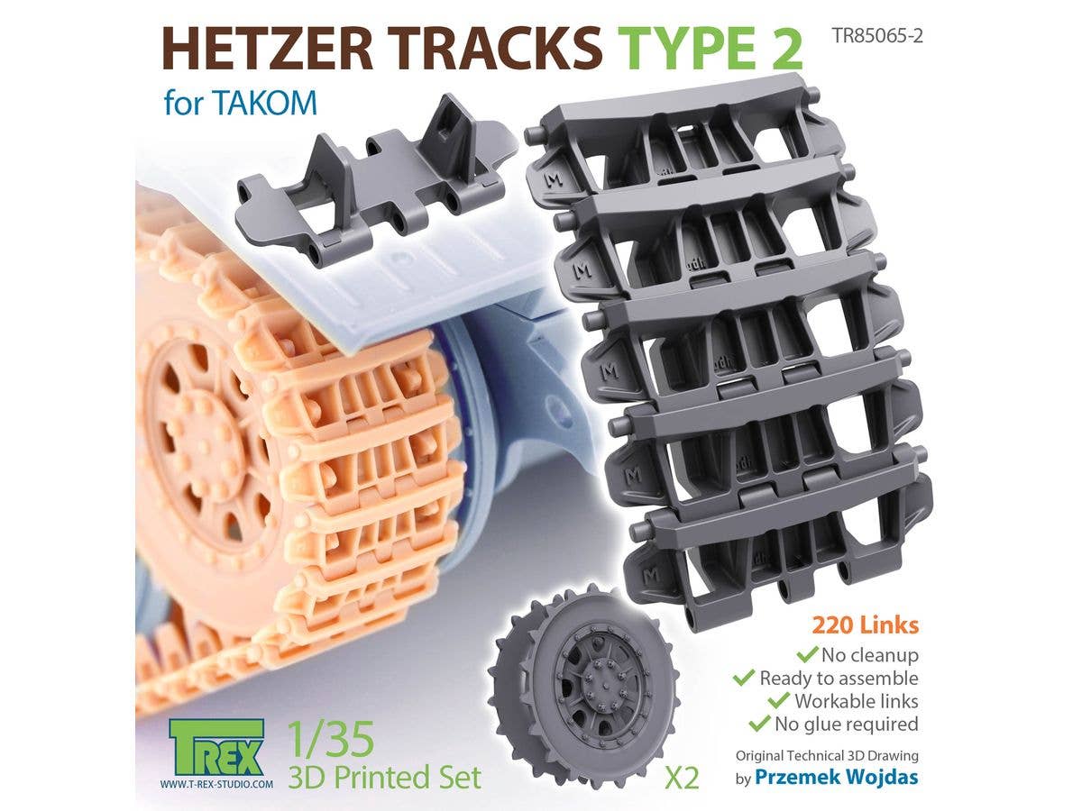 1/35 WWII ドイツ ヘッツァー駆逐戦車用履帯 Type2 起動輪付 (タコム用)