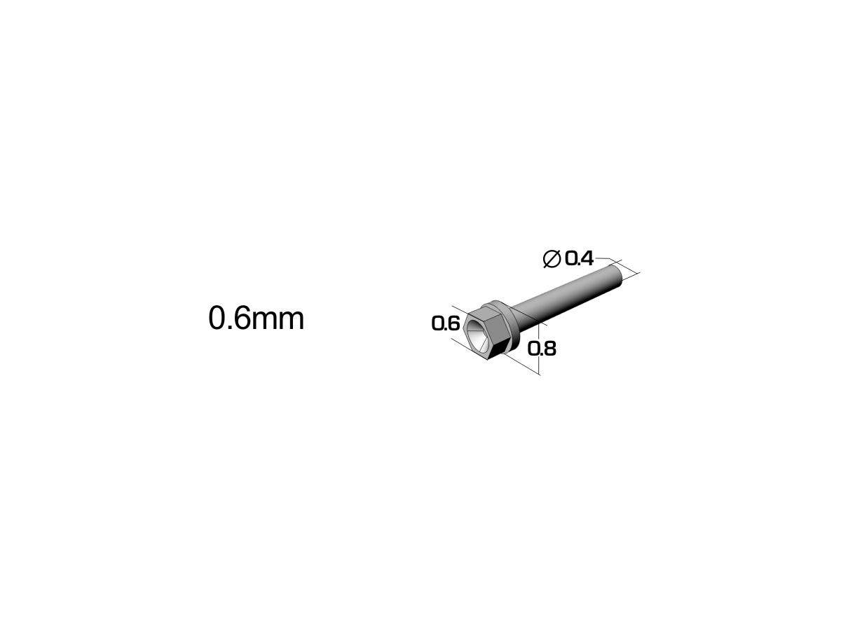 メタル0.6mm六角リベット A シルバー 10pcs