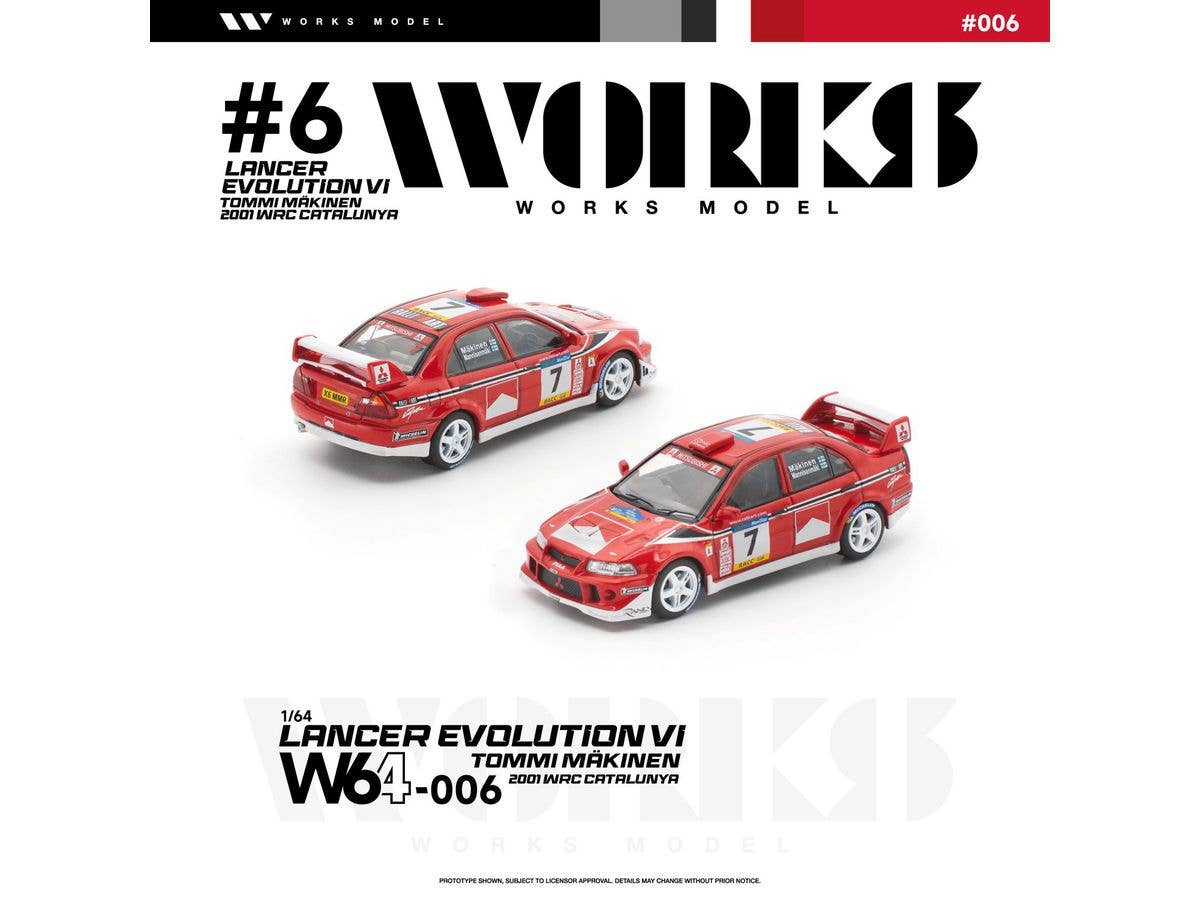1/64 MITSUBISHI LANCER EVOLUTION VI TOMMI MAKINEN 2001 WRC CATALUNYA