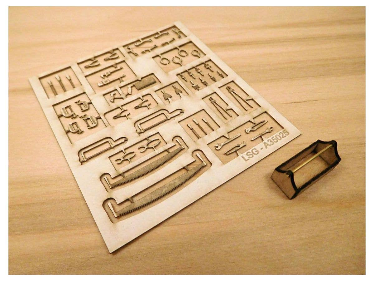 1/35 木製一本手工具箱&工具セット#2