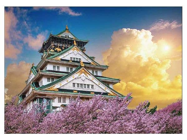 ジグソーパズル 黄金の空と桜咲く大阪城 (大阪) 500ピース (38 x 53cm)